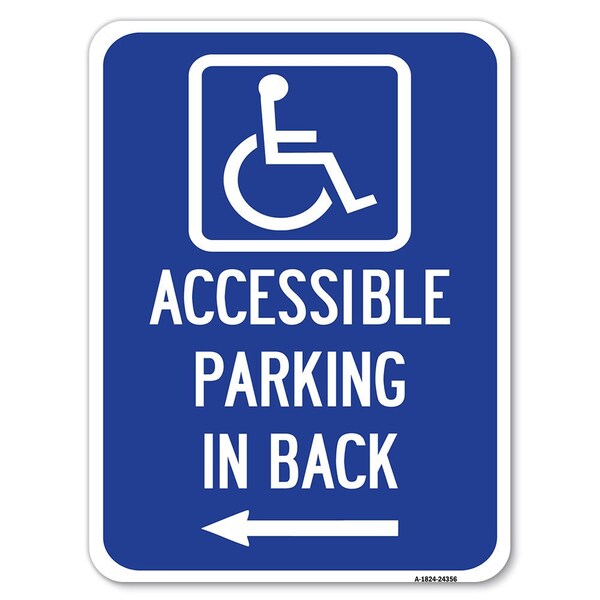 Accessible Parking on Left Arrow With Graphic Heavy-Gauge Aluminum Rust Proof Parking, A-1824-24356